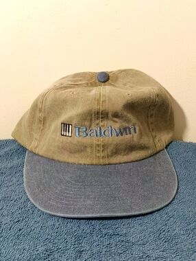 Vintage Baldwin Two-Tone Cotton Cap - Olive Crown & Blue Brim